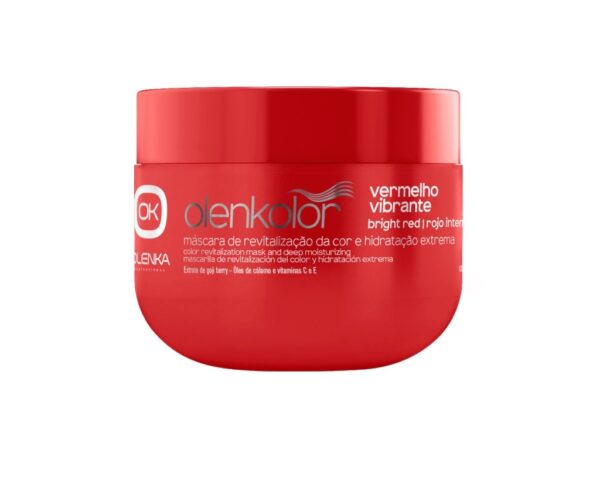 Máscara de Revitalização da Cor Vermelho Brilhante Olenkolor Olenka 250g